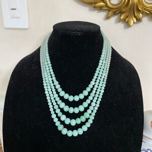 Handmade natural Jadeite Jade Beaded multi Strand Necklace